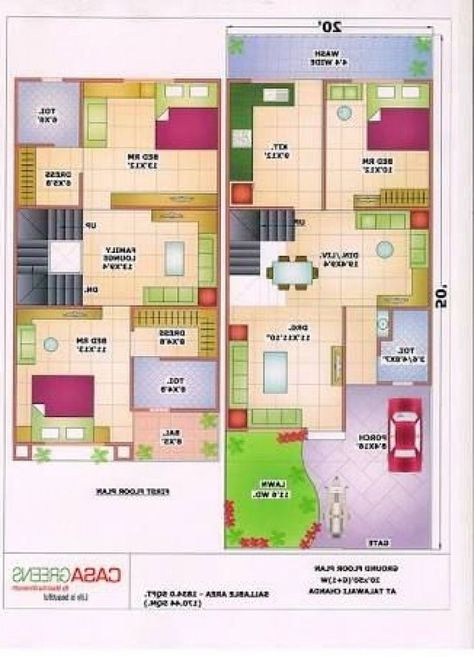 20x45 House Plans 2bhk, 50x20 House Plans, Exterior Design Drawing, 20x45 House Plan, Functional House Plans, 20 50 House Plan, 20x40 House Plans, Home Drawing, 2bhk House Plan