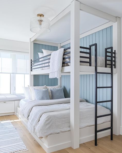 Maximizing space without compromising on design—these custom bunk beds are the perfect solution for a stylish, shared room & make every bedtime a dream come true. Book your custom cabinetry consultation today! 🌙 ✧ (519)-415-5555 ✧ info@insidestyles.ca ✧ 685 Riddell Rd, Unit 104, Orangeville ✧ Mon-Fri: 8am-5pm, Sat: 11am-3pm #CustomFurnitureDesign #FurnitureDesign #QualityCraftsmanship #CustomCabinetry #Designerfurniture #HomeFurnitureIdeas #TailoredFurniture #InsideStyles #Orangeville #Bunk... Bunk Rooms For Adults, Coastal Bunk Room, Bunk Bed Rooms, Custom Bunk Beds, Bedroom Coastal, Built In Bed, Bunk Rooms, Coastal Room, Coastal House