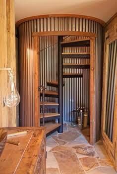 Stairwell in a Grain Bin that has been repurposed into a home. Love it!!! Bin House, Grain Bin House, Grain Bins, Rustic Staircase, Silo House, Moon Earth, Round House, Spiral Staircase, Outdoor Fire