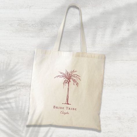 Bride Tribe Rose Gold Tropical Palm Tree Custom Tote Bag Bachelorette Tote Bags, Bachelorette Tote, Perfect Bridal Shower Gift, Party Favors Wedding, Tropical Beach Wedding, Bachelorette Favors, Bridal Party Favors, Tree Custom, Custom Tote Bags