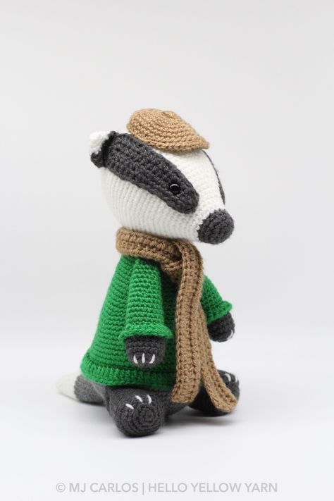 Mr. Timothy Badger Badger Pattern, Single Crochet Decrease, Crochet Decrease, Toy Pattern, Paintbox Yarn, Dk Yarn, Embroidery Techniques, Sewing Basics, Half Double Crochet