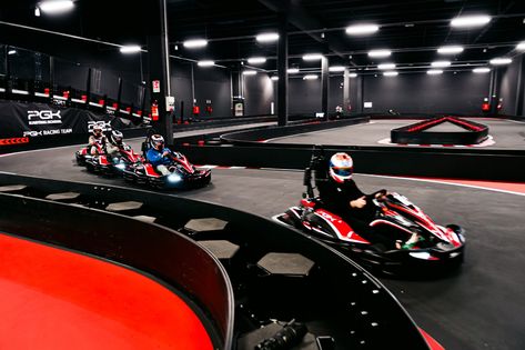 2-story indoor karting track with electric karts capable of reaching 40 mph. We offer golf simulators, conference rooms and an upscale restaurant & bar! Indoor Karting, Karting Track, Upscale Restaurant, Go Karting, Go Kart Tracks, Golf Simulators, Racing Simulator, Go Carts, Conference Rooms