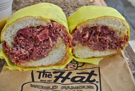 The Hat In Southern California Makes The Biggest and Best Pastrami Sandwiches Sandwiches For Work, Pastrami Sandwich Recipe, How To Make Pastrami, Guacamole Sauce, Pastrami Recipe, Pastrami Sandwich, Sandwich Bar, Sub Sandwiches, Kosher Recipes