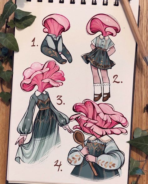 Mushroom People, Object Head, Object Heads, Arte Indie, Creature Concept Art, Cute Little Drawings, 영감을 주는 캐릭터, Art Tutorials Drawing, Sketchbook Art Inspiration