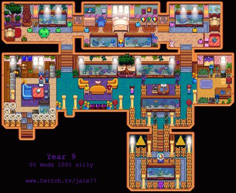 Stardew Valley Beach House Interior, Stardew Design, Stardew Valley House Interior, Stardew House, Stardew Valley House, Stardew Farms, Stardew Valley Layout, Stardew Valley Tips, Stardew Valley Farms