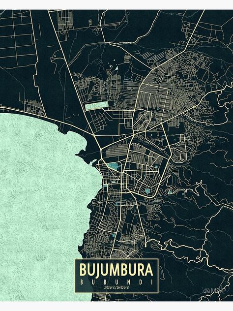 "Bujumbura City Map of Burundi - Summer" Poster by deMAP | Redbubble Bujumbura Burundi, Summer City, Summer Poster, Seasons Art, Map Wall Art, Beautiful Country, Map Design, City Maps, Summer Design