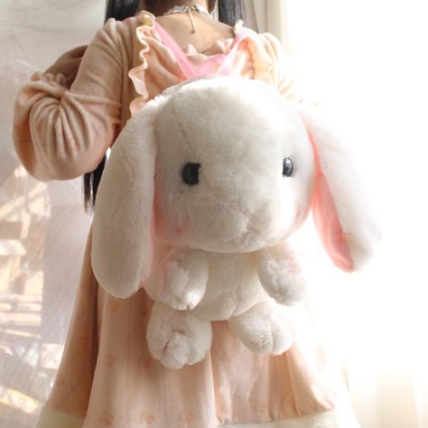 Funny bunny backpack Bunny Backpack, Kawaii Bag, Kawaii Bags, Doll Backpack, Cartoon Bag, Fluffy Bunny, Kawaii Bunny, Rabbit Dolls, Plush Backpack