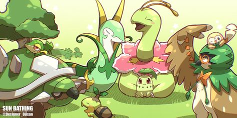 Grass Type Pokemon Art, Pokemon Gen 1 Art, Pokemon Grass Type, Plant Type Pokemon, Pokemon Flygon Fanart, Dog Pokemon, Grass Type Pokemon, Grass Type, Pokemon Breeds