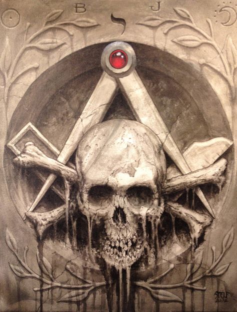 Masonic symbol. Skull And Bones Tattoo, Hiram Abiff, Masonic Tattoos, Bones Tattoo, Evil Skull, Masonic Art, Baron Samedi, Bone Tattoos, Masonic Lodge