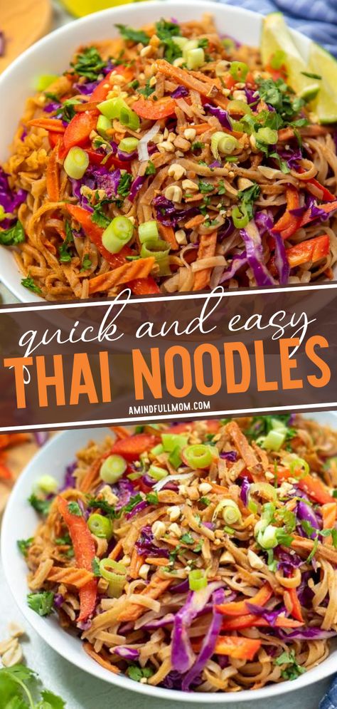 Peanut Sauce Rice Noodles, Dinner Main Dishes, Noodles Vegetarian, Thai Recipes Noodles, Thai Peanut Noodles, Peanut Sauce Noodles, Thai Noodle Salad, Noodle Bowls Recipes, Thai Rice Noodles