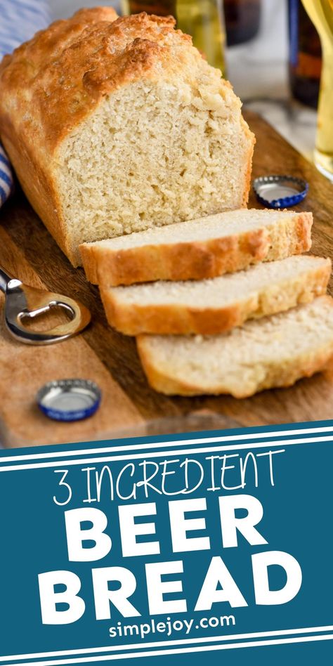 Simple Bread Recipe Fast, Beer Bread Recipe Self Rising Flour, Water Bread Recipe Easy, 3 Ingredient Beer Bread, 2 Ingredient Slow Cooker Beer Bread, Beer Batter Bread, Beer Bread With Self Rising Flour, Three Ingredient Bread Recipes, 2 Ingredient Bread Recipe