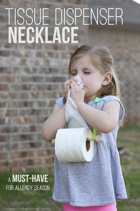 Tissue Dispenser Necklace...a MUST-HAVE for spring! (Be SURE to read the ENTIRE POST!!) | via Make It and Love It Allergy Memes, Allergies Funny, Funny April Fools Pranks, Spring Allergies, Allergy Season, April Fools Pranks, Tissue Dispenser, Air Ducts, Duct Cleaning