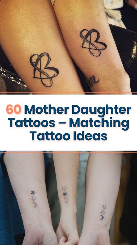 Are you thinking of getting matching mother daughter tattoos? We have some excellent matching tattoo ideas to inspire you! Mother And Daughter Tatoos, Mother Daughter Tat, Mum And Daughter Tattoo, Mother Daughter Symbol, Simbols Tattoo, Tattoos Family, Mommy Daughter Tattoos, Matching Tattoo Ideas, Family Tattoo Ideas