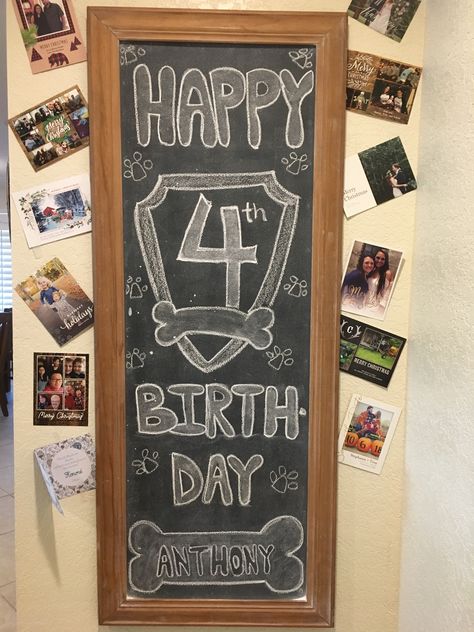 paw patrol style birthday chalkboard art Paw Patrol Chalk Art, Paw Patrol Chalkboard Sign, Birthday Chalkboard Art, Chalkboard Art Quotes, Chalk Design, Paw Patrol Party, Birthday Chalkboard, Paw Patrol Birthday, Chalkboard Signs