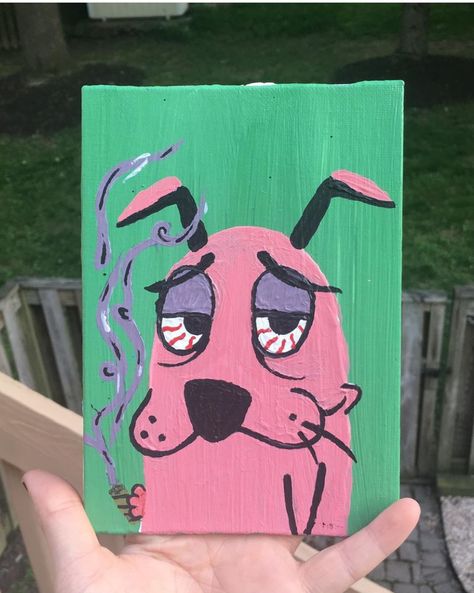 Courage The Cowardly Dog, Cowardly Dog, Psychadelic Art, Sip N Paint, Cute Canvas Paintings, Sketchbook Drawings, Cartoon Painting, Cute Canvas, Painting Inspo