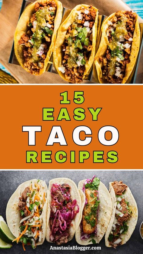 If you're planning a Taco Tuesday gathering and want to elevate your taco game, we've got you covered with an array of 15 simple yet delicious taco recipes. These recipes will help you make your Taco Tuesday nights even more special by adding unique flavors and twists to this beloved culinary tradition. Try out these creative ideas to impress your guests and enjoy a tasty fiesta filled with a variety of exciting taco options. Yummy Taco Recipes, Taco Fillings Ideas, Taco Options, Soft Taco Recipe, Classic Tacos, Taco Night Ideas, Traditional Tacos, Soft Tacos Recipes, Tasty Tacos Recipe