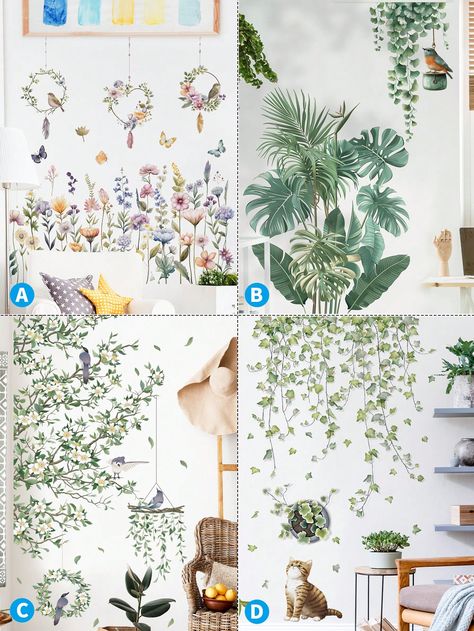 2 Pcs Plant Floral Decor Wall Stickers For Bedroom/Sofa, Monstera Leaf Wall Decals Multicolor    PVC Christmas    Home Decor, size features are:Bust: ,Length: ,Sleeve Length: Leaf Wall Decals, Wall Stickers For Bedroom, Plaid Print Shirt, Leaf Wall, Wall Stickers Bedroom, Floral Wall Decor, Christmas Home Decor, Autumn Fashion Casual, Nutcracker Christmas