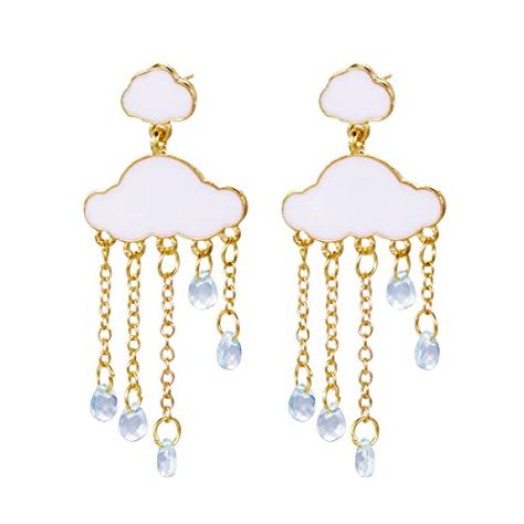 Acrylic Rain Cloud Earrings Cute Cloud Dangle Drop Earrings Colorful Crystal Raindrop Earrings for Women Teen Girls Cloud Earrings, Prom Earrings, Daily Jewelry, Teardrop Dangle Earrings, White Cloud, Gold Pearl Earrings, Earrings Cute, White Earrings, Silver Drop Earrings