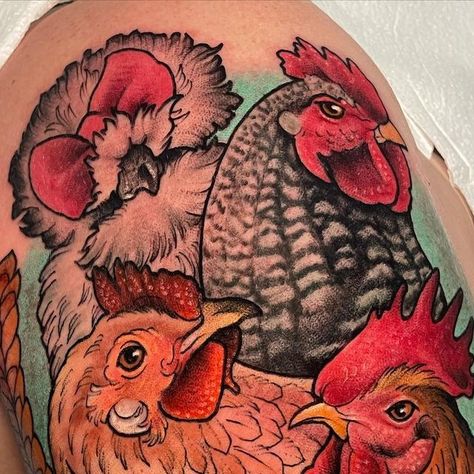 Missi Blue on Instagram: "some free range chickens for her kids! So cool #freerange #chickens #freerangechickens #chickentattoo #roostertattoo #silkietattoo" Silkie Chicken Tattoo, Chicken Tattoo Ideas, Chicken Tattoo, Rooster Tattoo, Silkie Chickens, Free Range Chickens, Free Range, Range, Chicken