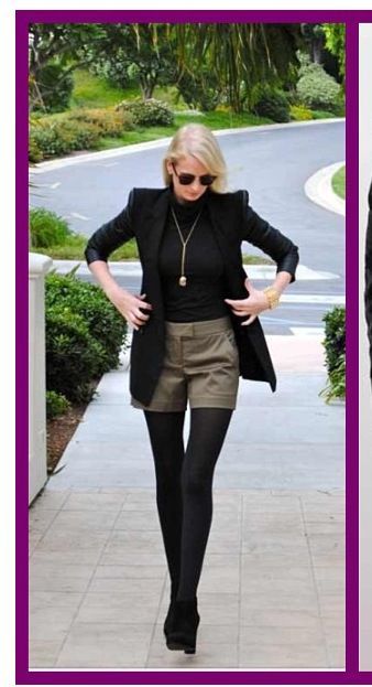 Shorts with tights for work (longer shorts, with flat boots) Longer Shorts, Mode Casual, Tights Outfit, Looks Chic, Shorts With Tights, Date Outfits, Flat Boots, Fall Fashion Trends, Mode Inspiration