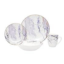 Italian Dinnerware, White Dinnerware Set, Classic White Kitchen, China Dinnerware Sets, Plates And Bowls Set, Purple Accents, Porcelain Dinnerware, Blue Marble, Salad Plate