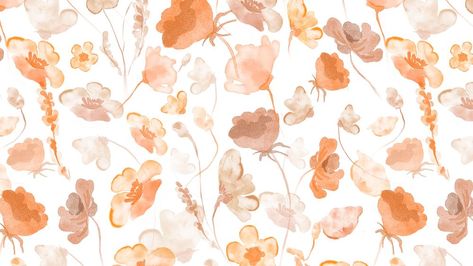 Flower desktop wallpaper, floral beige graphic | premium image by rawpixel.com / ton Orange Floral Wallpaper, Botanical Background, Watercolor Orange, Background Autumn, Pattern Watercolor, Flower Graphic, Floral Background, Watercolor Flowers, Seamless Pattern