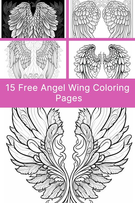 If you're looking for a beautiful angel wings coloring page, we've got you covered! Here are 15 different printable pages for you to do some angel wing coloring :) Angel Stencil Templates, Printable Angel Wings Templates, Angel Wings Template Free Printable, Free Angel Printables, Angel Wing Patterns Free Printable, How To Draw Angel Wings, Angel Wing Stencil, Angel Wings Stencil, Angel Wings Easy