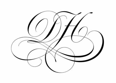 Monogram Tattoo Initials, Wedding Initials Logo, Monogram Tattoo, Etiquette Vintage, Tattoo Lettering Fonts, Cute Tiny Tattoos, Hand Lettering Alphabet, Letter H, Name Tattoos