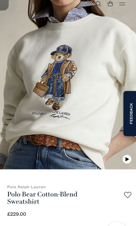 Polo Bear Sweater Outfit Women, Polo Bear Sweater Outfit, Ralph Lauren Women Outfits, Polo Bear Outfit, Bear Sweater Outfit, Polo Ralph Lauren Women Outfits, Beige Sweater Outfit, Polo Bear Sweater, Spring Workwear