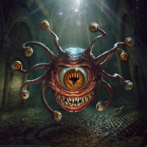 Dnd Beholder Art, Beholder Miniature, Anna Podedworna, Beholder Dungeons And Dragons, Beholder Tattoo, Beholder Dnd, Creatures Scary, Beholder Art, Gelatinous Cube