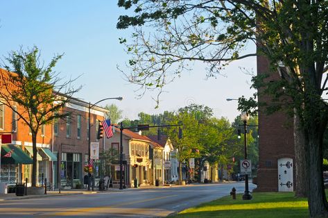 Sunrise on Main Street. Early morning sunrise on quaint Main Street of Hudson, O , #SPONSORED, #Street, #Early, #Sunrise, #Main, #morning #ad Good Witch Halloween, Small Towns Usa, Witch Series, Strange Events, Street Stock, A Writer's Life, Fall Images, Good Witch, Morning Sunrise