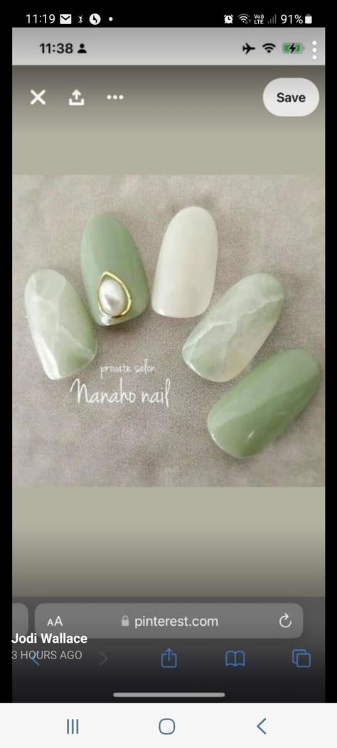 Pale Green Nail Designs, Aqua Green Nails, Champagne Nails, Jade Nails, Green Nail Art, Green Nail Designs, Bridal Nails, Creative Nails, Gold Nails