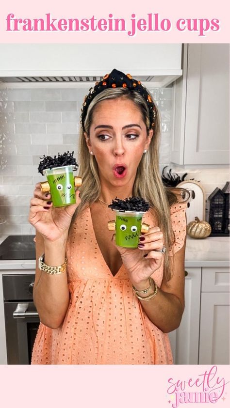 Jamie Dinardi-Dill | Sweetly Jamie on Reels | OHGEESY · GEEKALEEK (feat. Cash Kidd) Frankenstein Jello Cups, Frankenstein Cups, Frankenstein Food, Fun Snack Ideas, Green Jello, Jello Cups, November Crafts, Googly Eyes, Water Recipes