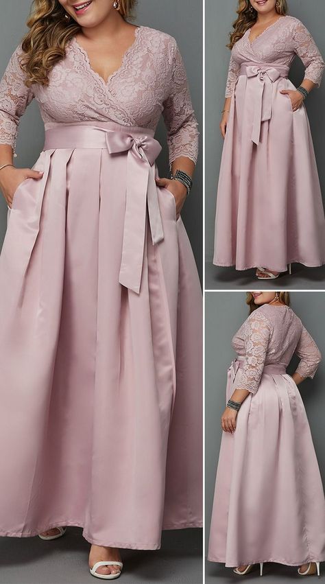 49ad23d1ec9fa4bd8d77d02681df5cfadesc54482079ri Dress For Big Size Woman, Gowns For Plus Size Women, Gowns For Plus Size, Lace Panel Dress, Big Size Dress, Plus Size Gowns, Plus Size Party Dresses, Cute Dress Outfits, Evening Dresses Plus Size