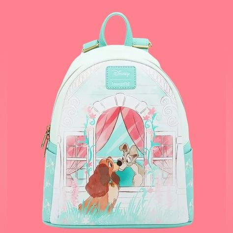 Loungefly Disney Lady And The Tramp Window Kiss Mini Backpack NWT Disney Lady And The Tramp, Through A Window, Disney Purse, Disney Valentines, Mini Mochila, Loungefly Bag, Disney Bag, Loungefly Disney, Disney Lover