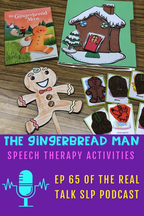 Do you use The Gingerbread Man in your speech therapy sessions every December? I do! It's a great theme to plan for a large portion of your elementary caseload. If you need ideas for how to adapt The Gingerbread Man in your mixed groups, check out this Real Talk SLP podcast episode. Gingerbread Speech Therapy Activities, Book Lessons, Speech Topics, The Gingerbread Man, Early Intervention, Speech Language Pathology, Speech Therapy Activities, Winter Break, Therapy Ideas