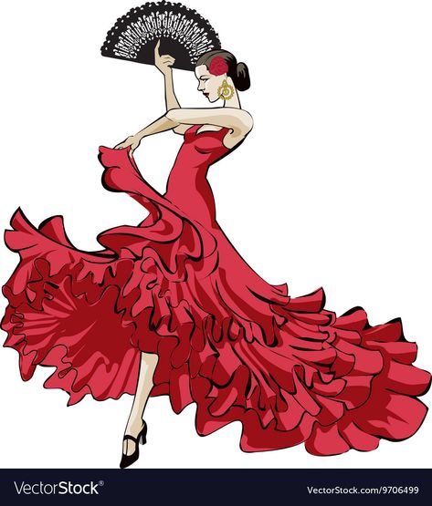 Flamenco dancer Royalty Free Vector Image - VectorStock Ballerina Art Paintings, Dancer Drawing, Dance Vector, Spanish Dance, Dancer Poses, Spanish Dancer, Flamenco Dancer, Dancing Drawings, Ballerina Art