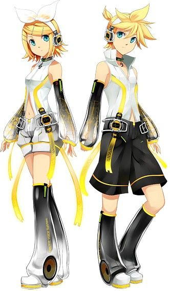 Kagamine Len & Rin (VOCALOID) View full-size (332x566 127 kB.) Kagamine Rin, Vocaloid, Blonde, Angel, Hair, Anime, Blue, Black