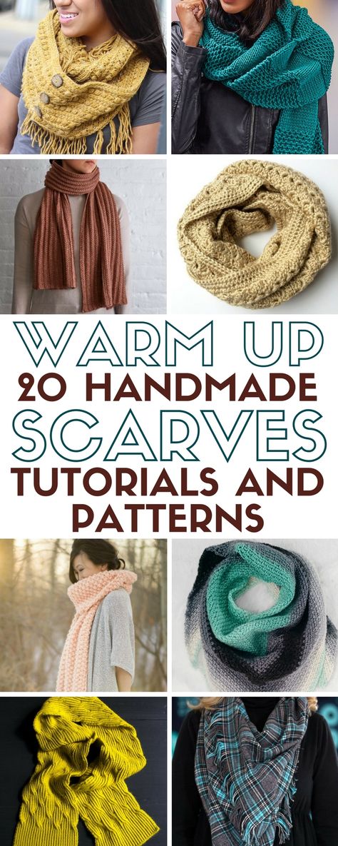 Handmade Scarf Tutorials and Patterns | Crochet | Knitting | Scarves | Easy DIY Craft Tutorial Idea Crochet Infinity Scarf Free Pattern, Knitting Scarves, Crochet Cowl Free Pattern, Scarf Ideas, Scarf Tutorial, Handmade Scarf, Diy Scarf, Diy Craft Tutorials, Knitted Wit