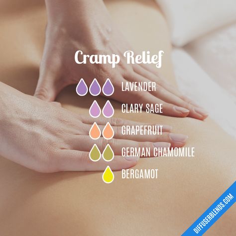 Cramp Relief — Essential Oil Diffuser Blend Essential Oils For Cramps, Essential Oil Menstrual Cramps, Cramp Relief, Essential Oil Roller Bottle Recipes, German Chamomile, Essential Oil Combinations, Doterra Essential Oils Recipes, Essential Oil Diffuser Blends Recipes, Essential Oil Remedy