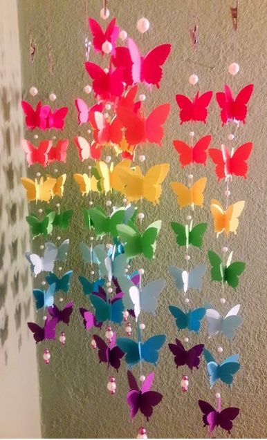 Origami Pumpkin, Origami Mobile, Diy Baby Mobile, Rainbow Butterflies, Butterfly Mobile, Diy Fashion Scarf, Origami For Beginners, Autumn Party, Origami Fish