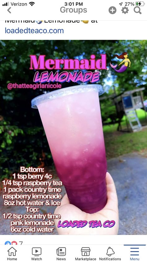 Lavender Lemonade Loaded Tea, Mermaid Lemonade, Boosted Tea, Herbal Life Shakes, Water Tok, Flavored Water Drinks, Tea Blends Recipes, Energy Tea Recipes, Tea Recipes Diy