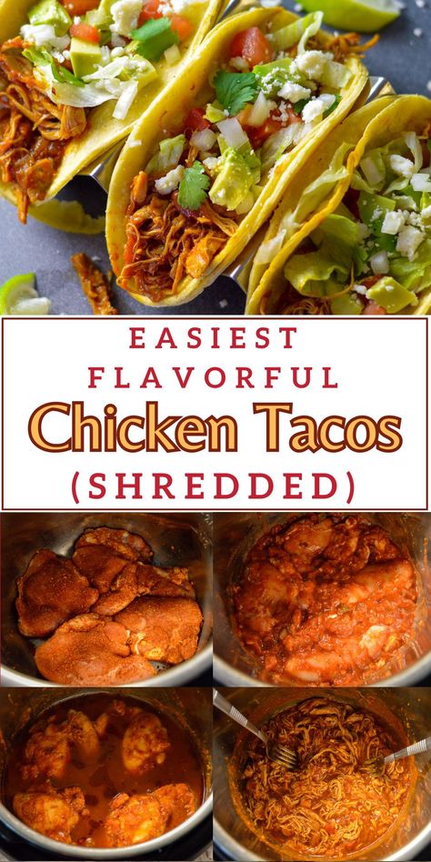 Curious about the secret to insanely flavorful chicken tacos? Discover how the slow cooker or instant pot can turn a simple recipe into a culinary masterpiece! Great for parties, Taco night or just a super easy dinner with minimal effort.  You've got dinner covered with this super easy recipe! Slow Cooker Street Tacos Chicken, Instapot Tacos Chicken, Instant Pot Chicken Tacos Easy, Pressure Cooker Shredded Chicken Tacos, Best Crockpot Chicken Tacos, Instant Pot Chicken Taco Meat, Pressure Cooker Chicken Tacos, Insta Pot Chicken Tacos, Baked Chicken Tacos Oven