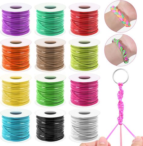 Plastic Lanyard String, Mckanti 12 Packs Plastic Lacing Cord Gimp String Kit for Keychain, Bracelets, Beading and Jewelry Making, DIY Craft String Keychain, Plastic Lanyard, Interesting Activities, Plastic Lace, Jewelry Making Cord, Etsy Crafts, Sewing Stores, Pvc Material, Family Activities