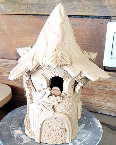 Hobble Creek Pottery on Instagram: "Working on fairy houses today. Feels great to be in the studio. #pottery #ceramics #hobblecreekpottery #fairyhouse #handbuiltpottery #smallbusiness #potterslife" Hand Build Pottery, Pottery Bird Feeder, Hand Pottery, Ceramic Bird Bath, Pottery Handbuilding, Hobbit House, Hand Built Pottery, Pottery Ceramics, Ceramic Birds