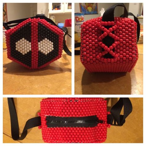 Pony Bead Purse, Deadpool Kandi, Kandi Bag, Rave Kandi Ideas, Rave Kandi, Bead Purse, Diy Kandi, Costume Bags, Kandi Ideas