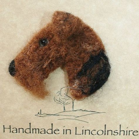 Welsh Terrier Tattoos Ideas Terrier Tattoo, Airedale Dogs, Felted Dog, Needle Felted Dog, Welsh Terrier, Dog Brooch, Felt Dogs, Airedale Terrier, Needle Felted Animals