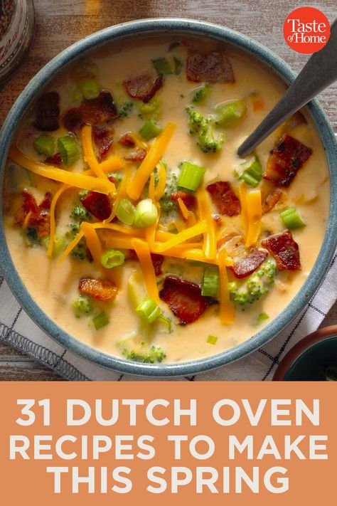 31 Dutch Oven Recipes to Make This Spring Broccoli Beer Cheese Soup, Holiday Soup Recipes, Beer Cheese Soup Recipes, Holiday Soups, Beer Cheese Soup, Beer Cheese Soups, Cheese Soup Recipes, Soup Appetizers, Superbowl Appetizers