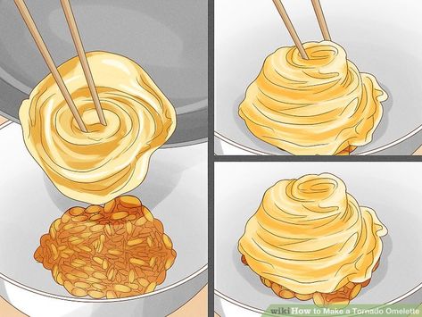 How to Make a Tornado Omelette: 6 Steps (with Pictures) - wikiHow Tornado Omelette Recipe, Tornado Omelette, Fluffy Omelette, Garnish Ideas, Zucchini Side Dishes, Fresh Corn Salad, Chicken Ranch Pasta, Impressive Dinner, Cheesy Ranch