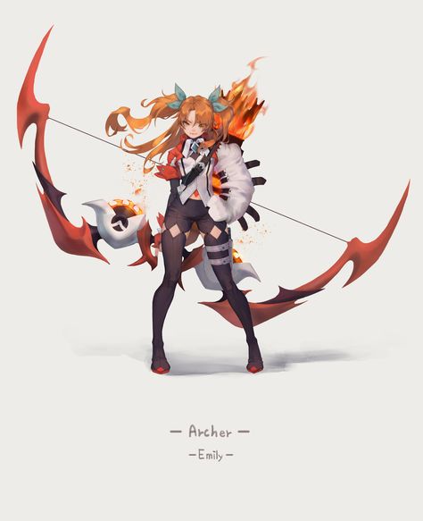 ArtStation - Archer_Emily, Na ri Shin Archer Characters, Copic Drawings, Samurai Artwork, Flame Art, Female Knight, Character References, Concept Art Character, Mecha Anime, Long Shot